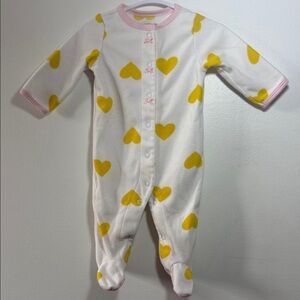 3/$20 Carter's Yellow Heart Footie Sleeper With Pink Bows, PRELOVED, 3M